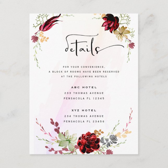 Convite Floral Elegante Vermelho Rústico (Frente)