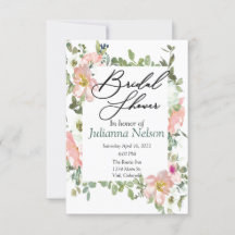 Convite floral em aquarela cor-de-rosa bonito