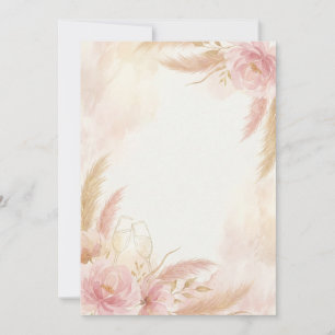Convite Floral em Dourado Rosa Adicione Seu Texto