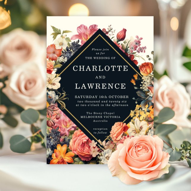 Convite floral estilo Vintage (Vintage style floral invitation)