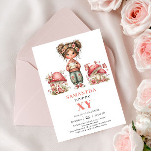 Convite Floral Fairy 3º Aniversário Cartão Rosa Be