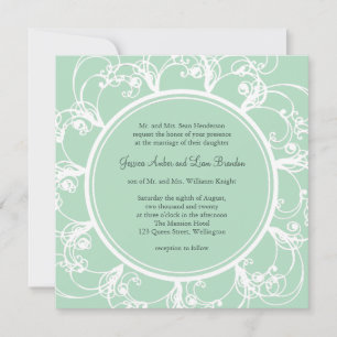 Convite Floral Fresco para Casamento em Mint Green