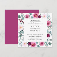 Convite floral fúcsia do casamento do quadro