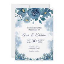 Convite Floral Fumaça Azul Marinho Temperamental
