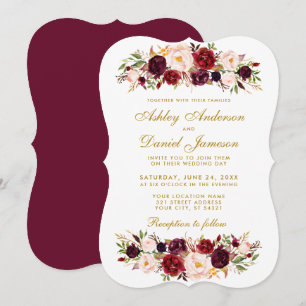 Convite floral GB do casamento de Borgonha da