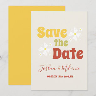 Convite Floral Groovy Daisy Salve a Data