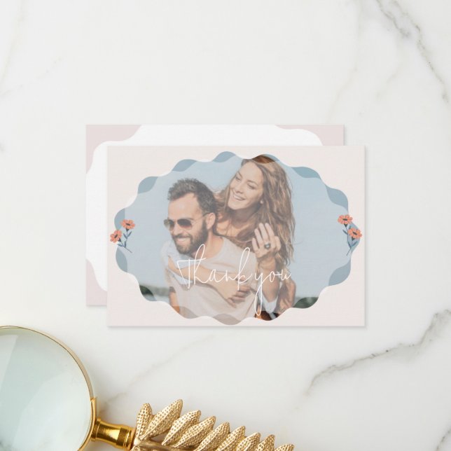 Convite Floral Jouful - Obrigado Cartões (Frente/Verso In Situ)