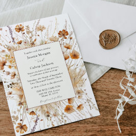 Convite Floral Laranja de Casamento de Outono