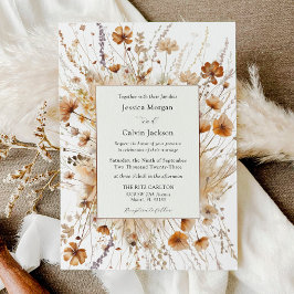 Convite Floral Laranja de Casamento de Outono