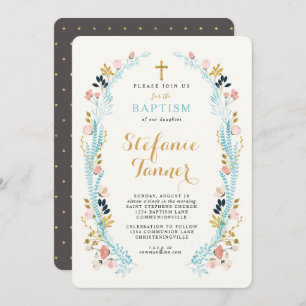 Convite Floral Laurel Baptism