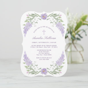 Convite Floral Lilac Frame Baptism