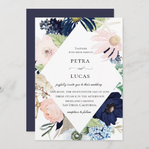 Convite floral litoral do casamento do quadro