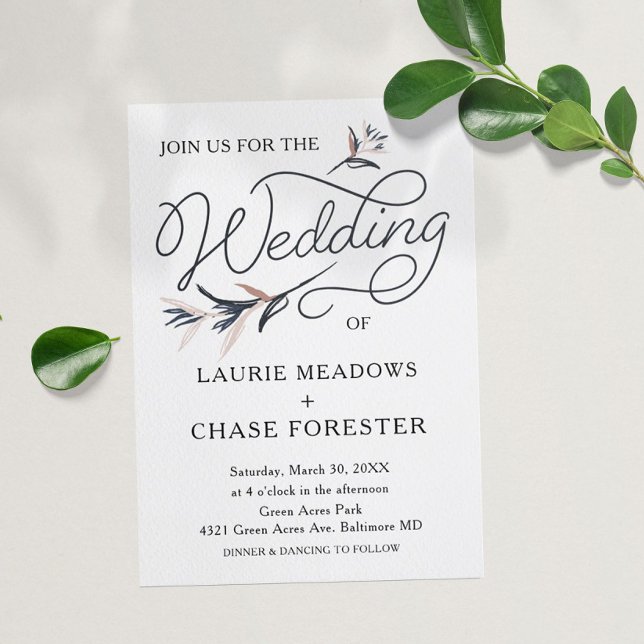 Convite Floral Mínimo para Casamento Boho (Criador carregado)