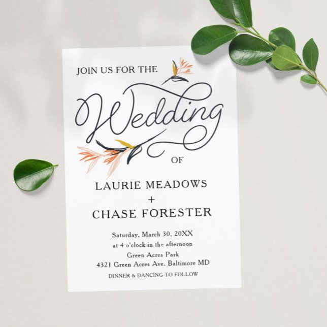 Convite Floral Mínimo para Casamento Boho (Criador carregado)