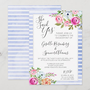 Convite floral moderno da festa de noivado da