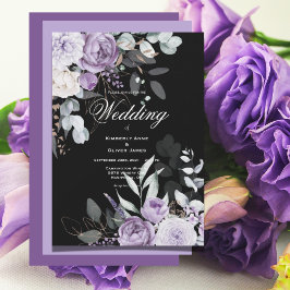 Convite Floral Moderno para Casamento Purple & Bla