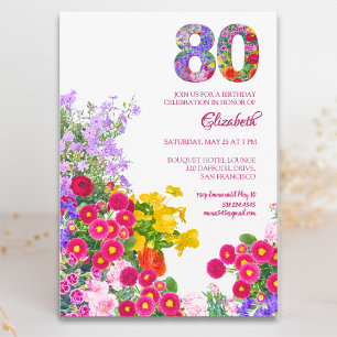 convite floral moderno para festa de 80 anos
