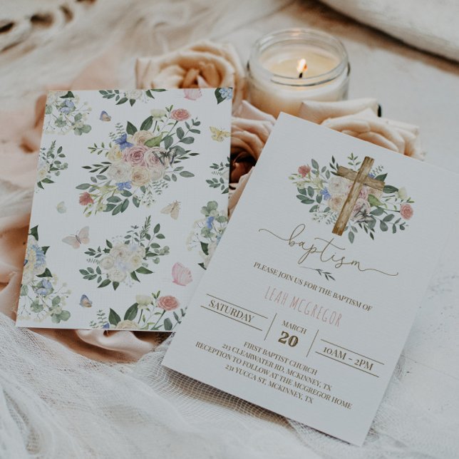 Convite Floral Para Batismo De Borboleta (Criador carregado)