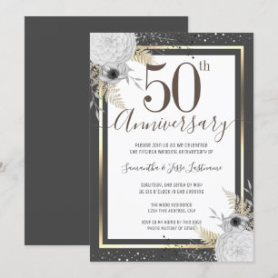 Convite Floral para Bodas de Ouro
