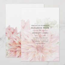 Convite Floral para Casamento Blush Dahlias