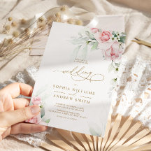Convite Floral para Casamento Blush & Eucalyptus