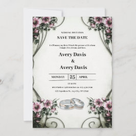 Convite Floral para Casamento Branco e Beige