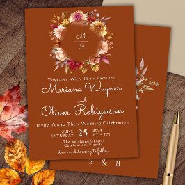 Convite Floral para Casamento Burgundy Terracotta