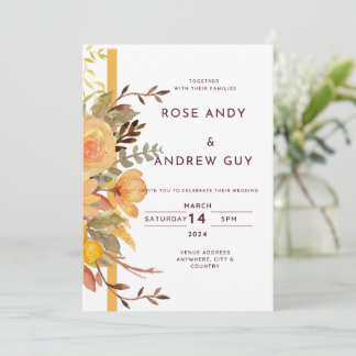 Convite Floral para Casamento, Cartão de Convite D