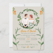 Convite Floral para Casamento com Noiva e Noiva