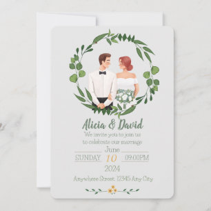 Convite Floral para Casamento com Noiva e Noiva