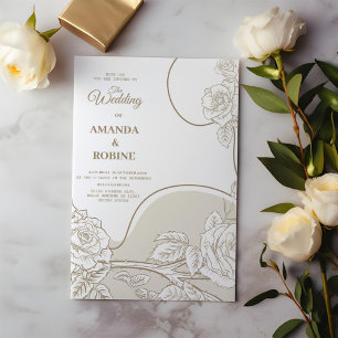 Convite Floral para Casamento de Arte Simples