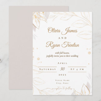 Convite Floral para Casamento de Beige