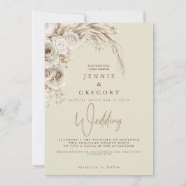 Convite Floral para Casamento de Boho Branco de Wa