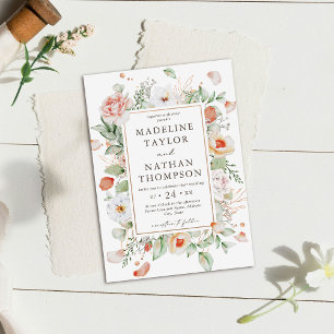 Convite Floral para Casamento de Mint Green & Peac