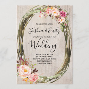 Convite Floral para Casamento de Peony de Blush Ro