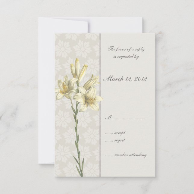 Convite Floral para Casamento de White Lillies (Frente)