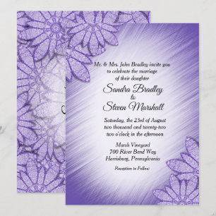 Convite Floral para Casamento Ultra Violet Hue