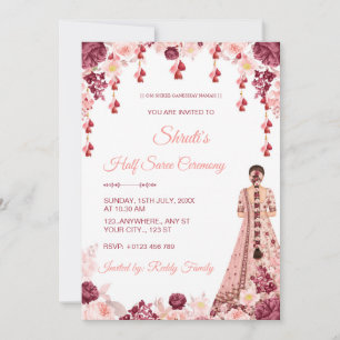 Convite Floral para Cerimônia do Meio Sari Indiano