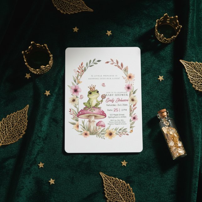 Convite Floral para Chá de Bebê da Princesa Sapo (Criador carregado)
