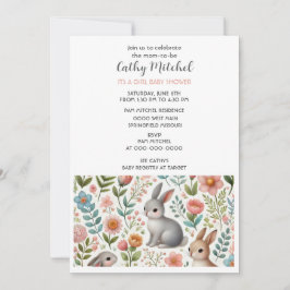 Convite Floral para Chá de Bebê de Menina