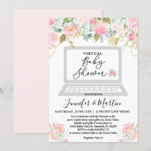 Convite Floral para Chá de Bebê Virtual