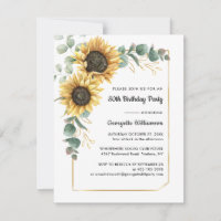 Convite Floral para Festa de aniversário 80