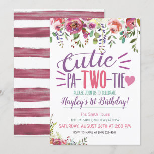 Convite floral para o 2º aniversário da Cutie Pa-T