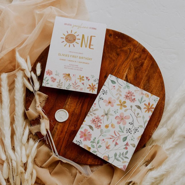 Convite Floral para primeiro aniversario de Sol (Criador carregado)