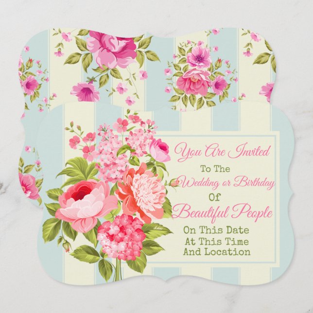 Convite Floral para Qualquer Evento (Frente/Verso)