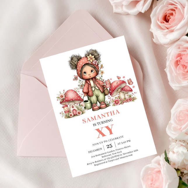 Convite Floral Pastel de Aniversário de 6 anos da  (Magical Fairy 6th Birthday Pastel Floral Invitation)