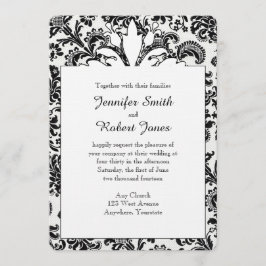 Convite floral preto e branco do casamento tema