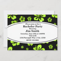 Convite Floral Preto Hibisco Amarelo Verde Neon