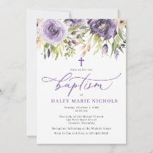 Convite Floral Purple Baptism