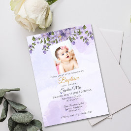 Convite Floral Purple Baptism